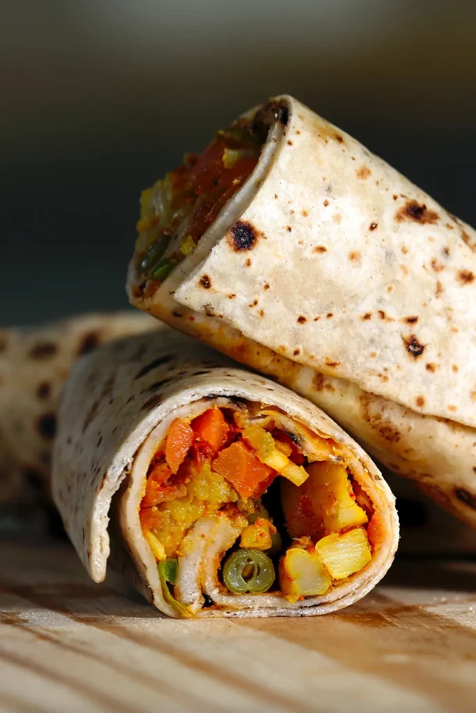 Burrito mexicano con pollo y guacamole