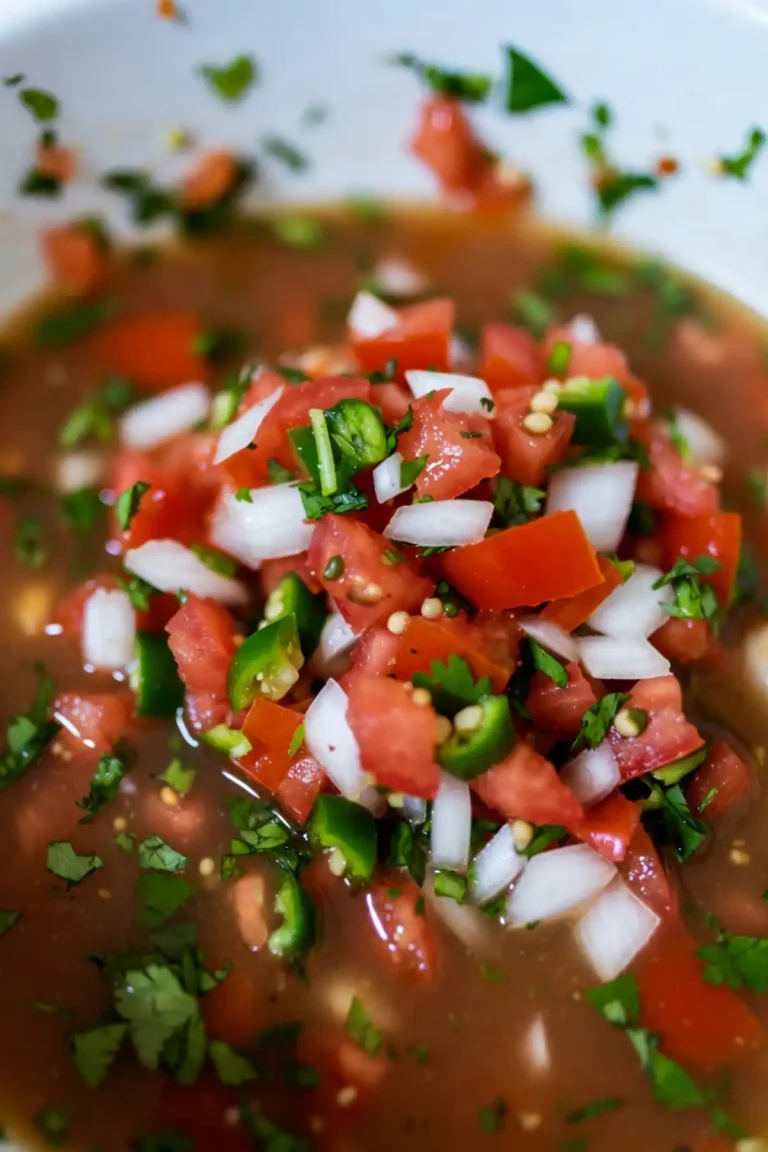 Frisch selbstgemachter original mexikanischer Pico de Gallo in einer Schale – saftige Tomaten, weiße Zwiebeln, Koriander, Limette und Jalapeño, perfekt als Salsa fresca.
